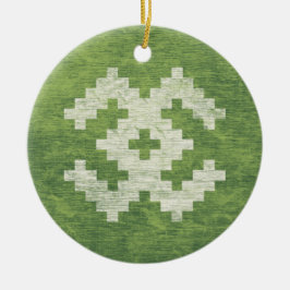 Ornamento De Cerâmica Símbolos Bálticos Vintage Verde