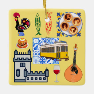Ornamento De Cerâmica Símbolos da cidade de Lisboa