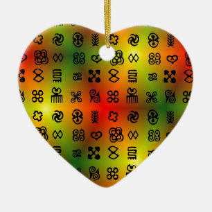 Ornamento De Cerâmica Símbolos de Adinkra com cores africanas