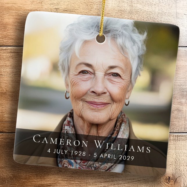 Ornamento De Cerâmica Simpatia personalizada com fotos, evocando o memor (Custom photo sympathy bereavement funeral memorial ceramic ornament)