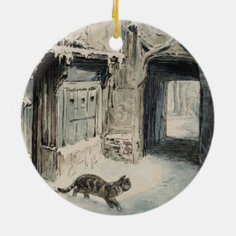 Ornamento De Cerâmica Simpkin o Gato sai (por Beatrix Potter)