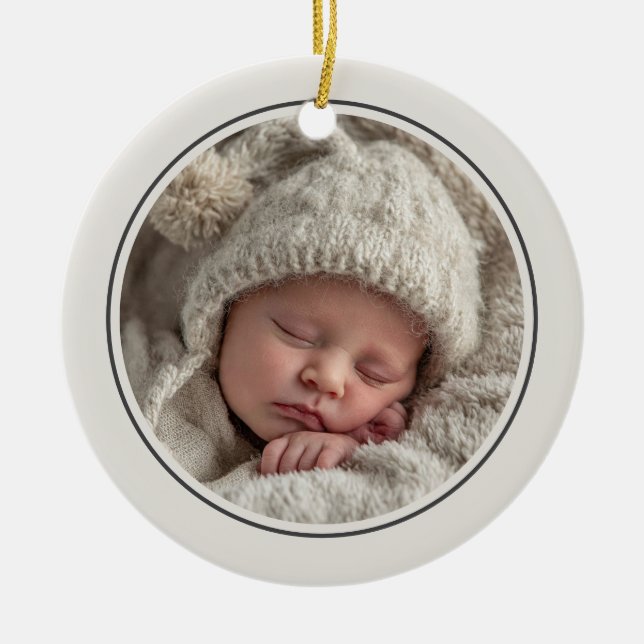 Ornamento De Cerâmica Simple 2 Photo Template Personalized Frame (Frente)
