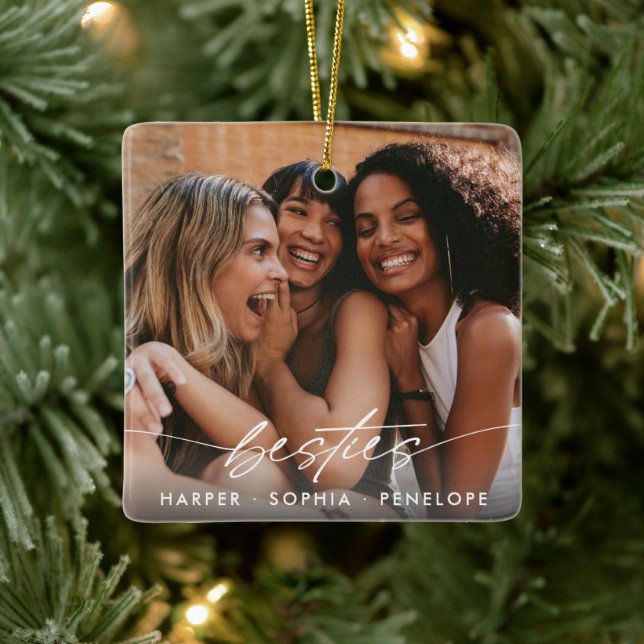 Ornamento De Cerâmica Simple Besties Crie Seu Próprio Roteiro Moderno de (Árvore)
