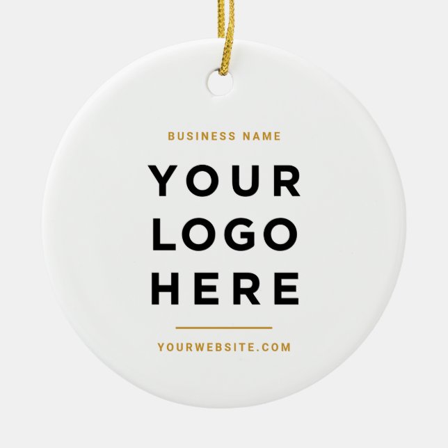 Ornamento De Cerâmica Simple Minimalist | Custom Business Logo Mustard (Frente)
