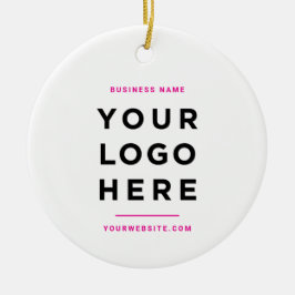 Ornamento De Cerâmica Simple Minimalist | Custom Business Logo Pink