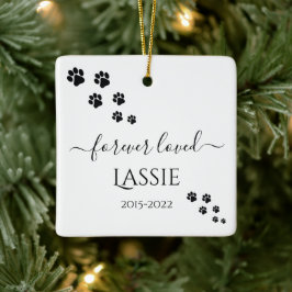 Ornamento De Cerâmica Simples Black White Forever Loved Pet Memorial