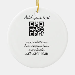 Ornamento De Cerâmica simples código QR personalizado adicionar seu nome