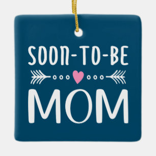 Ornamento De Cerâmica Simples Dia de as mães de mamãe em breve  Orname