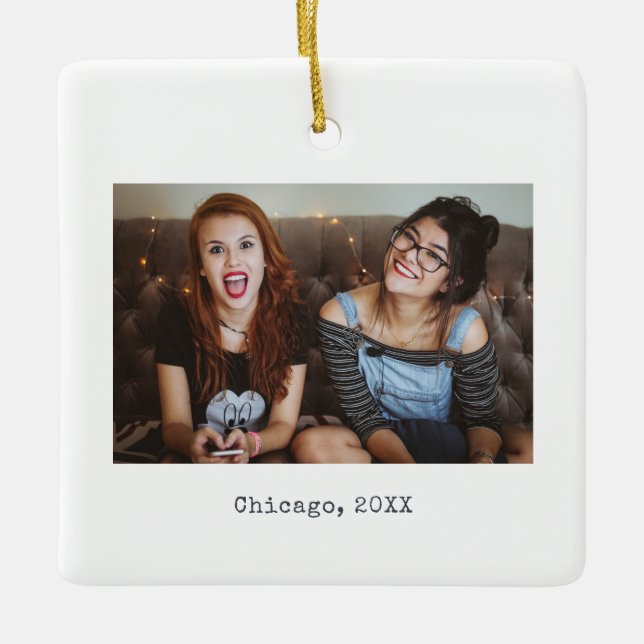 Ornamento De Cerâmica Simples e Branco - Natal (Frente)