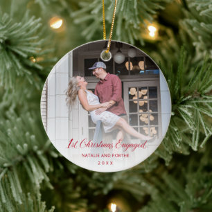 Ornamento De Cerâmica Simples e Moderno Elegante Primeiro Natal Envolvid