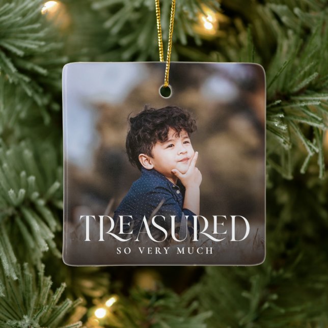 Ornamento De Cerâmica Simples e Moderno Elegante Tesourado 2 Foto Natal (Árvore)