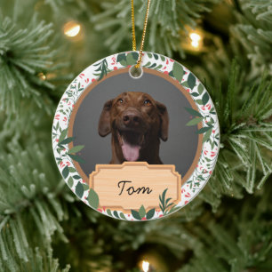 Ornamento De Cerâmica simples férias de natal Personalizado Foto de Cach