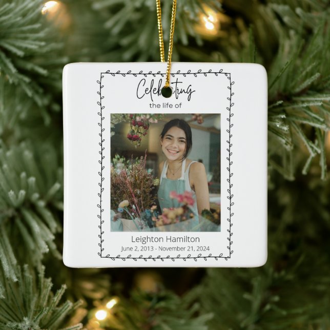 Ornamento De Cerâmica Simples Folha Celebração Funeral da Vida (Árvore)