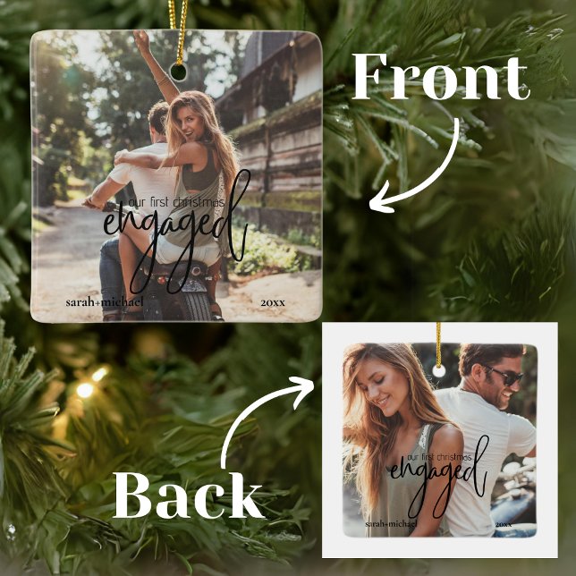 Ornamento De Cerâmica Simples Fotos Modernas 2 Nosso Primeiro Natal Envo (Criador carregado)