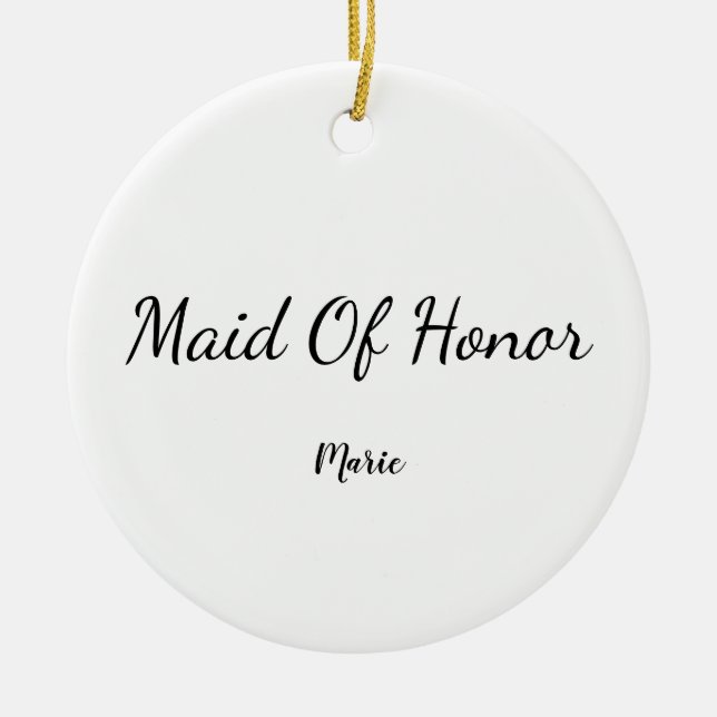 Ornamento De Cerâmica SIMPLES MINIMAL adicione seu nome bridesmaid perso (Frente)