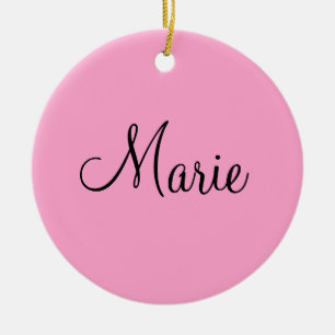 Ornamento De Cerâmica simples minimal rosa claro adicione o seu nome fem