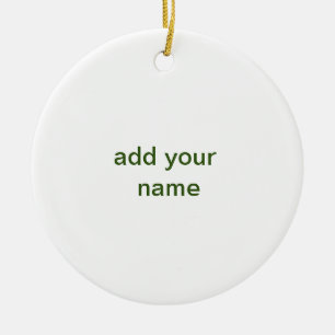 Ornamento De Cerâmica Simples minimal verde adicione seu texto nome foto
