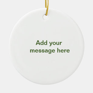 Ornamento De Cerâmica Simples minimal verde adicione seu texto nome foto
