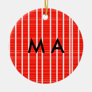 Ornamento De Cerâmica Simples monograma adicione seu nome com letra míni