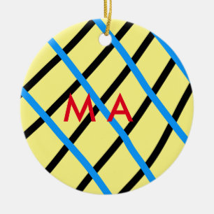 Ornamento De Cerâmica Simples monograma adicione seu nome com letra míni