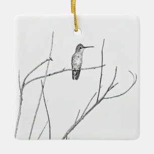 Ornamento De Cerâmica Simplesmente um beija-flor num pau