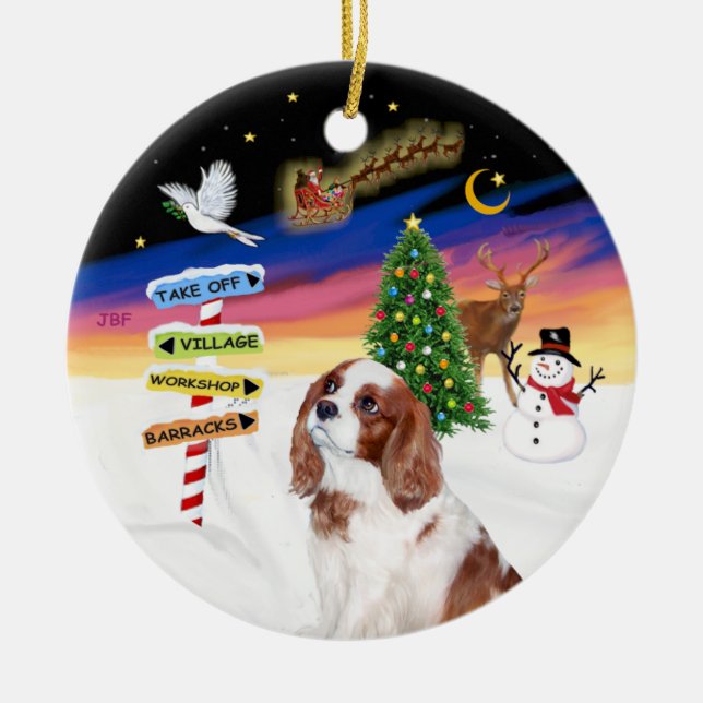 Ornamento De Cerâmica Sinais Xmas - Blenheim Cavalier King Charles (A2) (Frente)