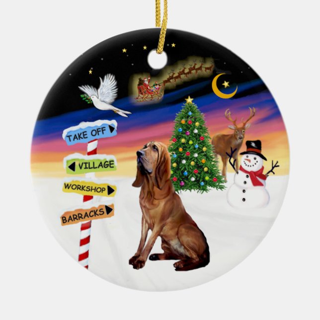 Ornamento De Cerâmica Sinais XMas - Bloodhound (Frente)