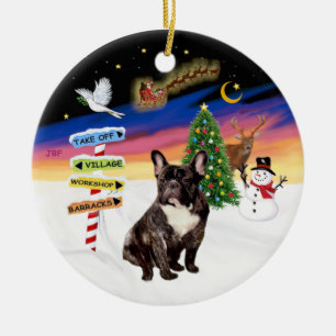 Ornamento De Cerâmica Sinais Xmas - Brindle French Buldog