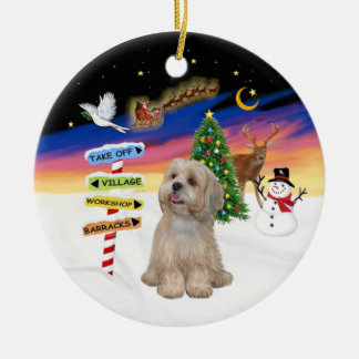 Ornamento De Cerâmica Sinais Xmas - Lhasa Apso (R2)