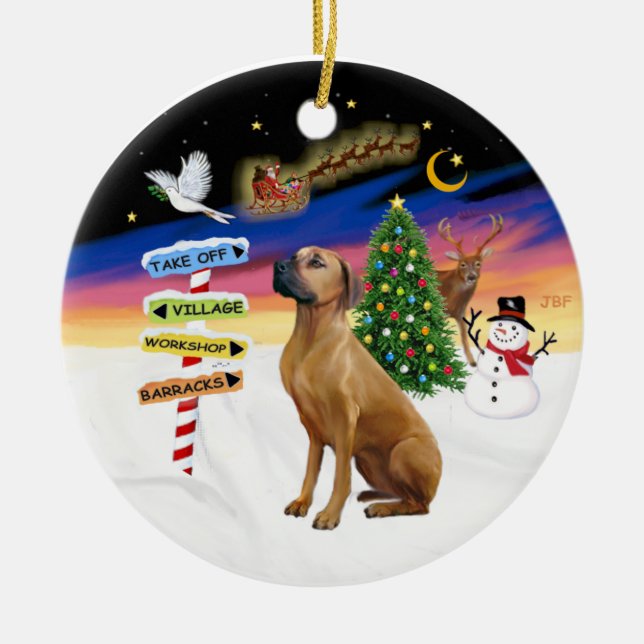 Ornamento De Cerâmica Sinais Xmas - Ridgeback Rhodeis (Frente)