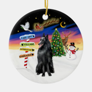 Ornamento De Cerâmica Sinais Xmas - Sheepdog Belga