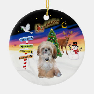 Ornamento De Cerâmica Sinais Xmas - Shih Tzu (P)