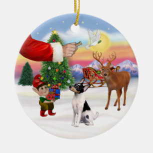 Ornamento De Cerâmica Sinais Xmas - Tapete Fox Terrier