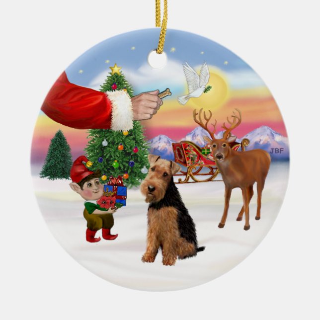Ornamento De Cerâmica Sinais Xmas - Welsh Terrier (Frente)