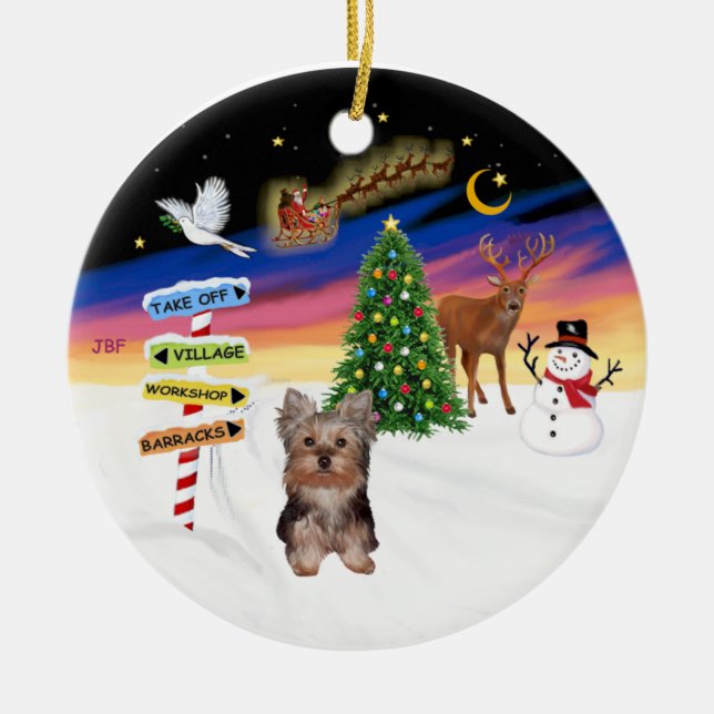 Ornamento De Cerâmica Sinais Xmas - Yorkshire Terrier puppy (Frente)