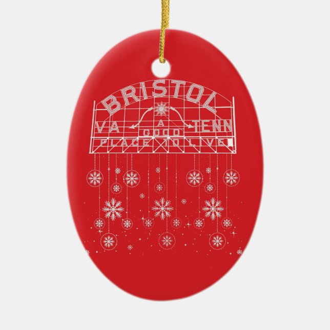 Ornamento De Cerâmica Sinal Bristol de Natal Vermelho (Frente)