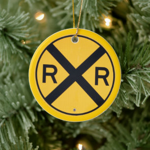 Ornamento De Cerâmica Sinal de Cruzamento Ferroviário Amarelo e Preto Fo