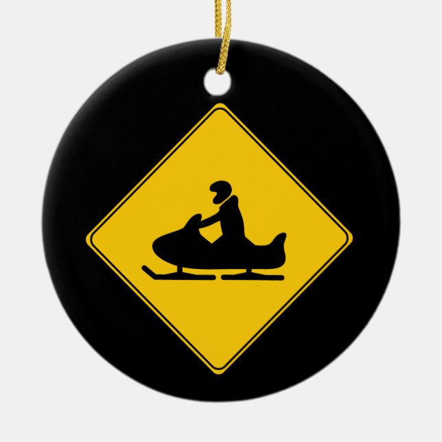 Ornamento De Cerâmica Sinal de estrada - Snowmobile (Frente)