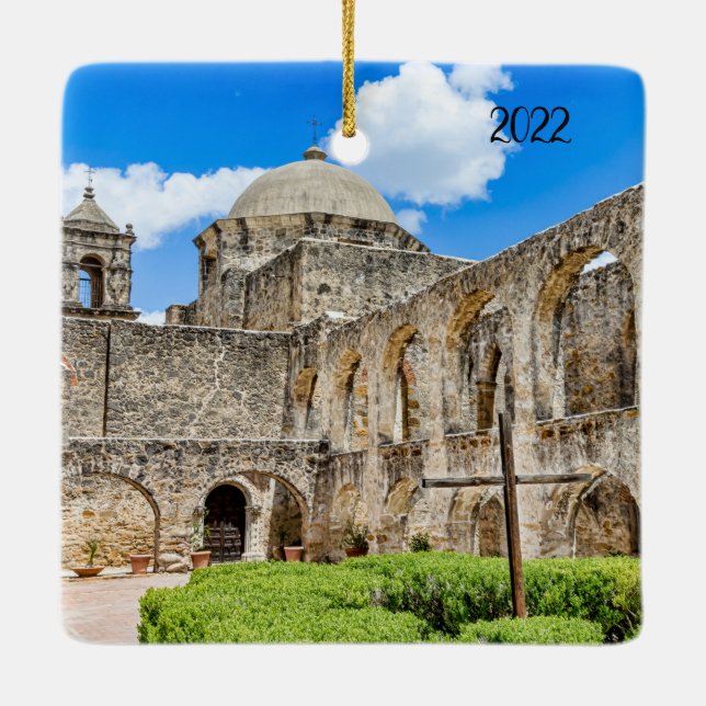 Ornamento De Cerâmica Sinal de Fé, Missão San José 3 (Verso)