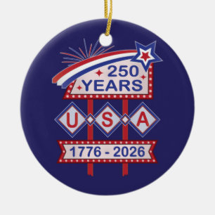 Ornamento De Cerâmica Sinal de Letreiro de Aniversário de 250 anos Retro