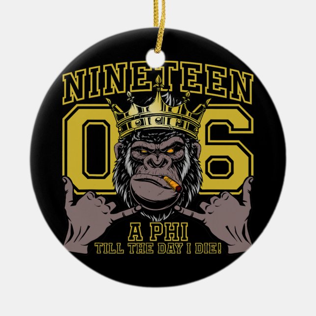 Ornamento De Cerâmica Sinal de Mão Alfa Africano 1906 Fraternidade Ape (Frente)