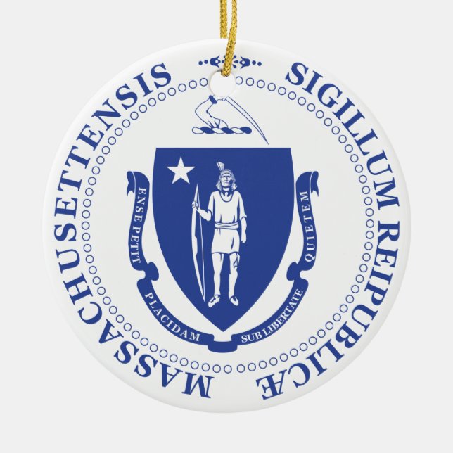 Ornamento De Cerâmica Sinal de Massachusetts (Frente)