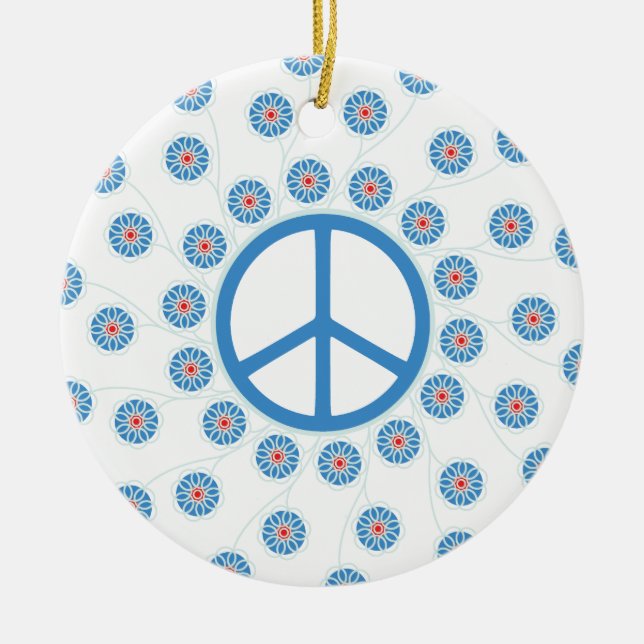 Ornamento De Cerâmica Sinal de Paz Flores (Frente)