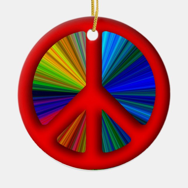 Ornamento De Cerâmica Sinal de Paz Natal (Frente)