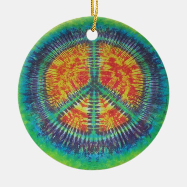 Ornamento De Cerâmica Sinal de Paz Tie Dye PhatDyes (Frente)