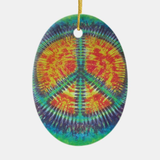 Ornamento De Cerâmica Sinal de Paz Tie Dye PhatDyes (Frente)