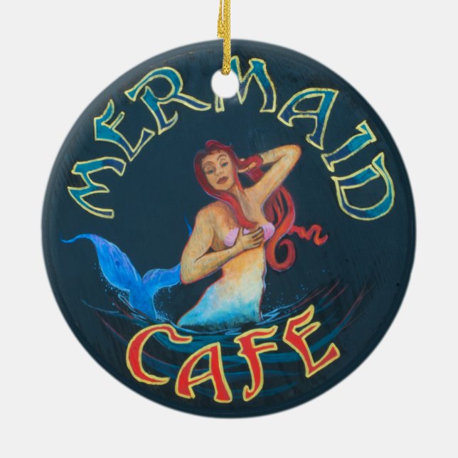 Ornamento De Cerâmica Sinal do café da sereia (Traseira)