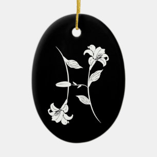 Ornamento De Cerâmica Sinal do zodíaco flor de nascimento de Peixes mono