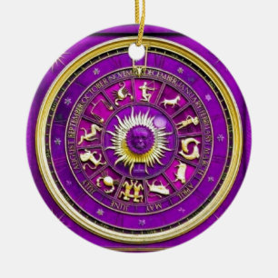 ORNAMENTO DE CERÂMICA SINAL ROXO DO ZODÍACO