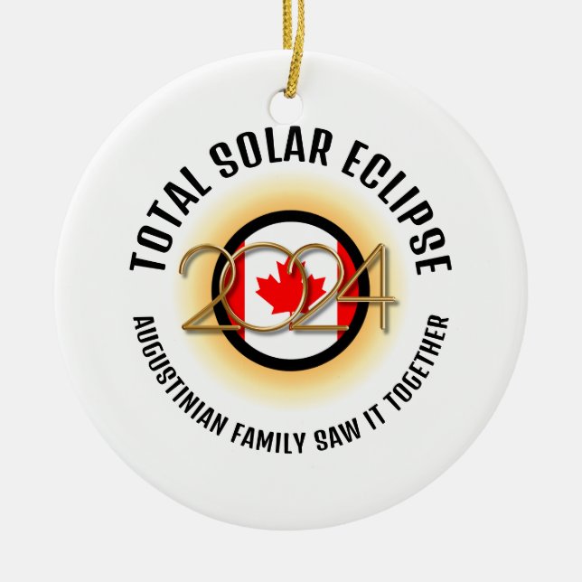 Ornamento De Cerâmica Sinalizador CANADÁ 2024 TOTAL ECLIPSE Souvenir (Frente)